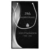 Zwart damast en zilveren werveling klein cadeauzakje (Achterkant)