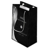 Zwart damast en zilveren werveling klein cadeauzakje (Achterkant Gekanteld)