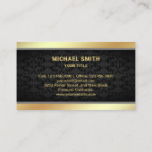 Zwart Damast Goud Folie Home Logo Makelaar Visitekaartje (Achterkant)