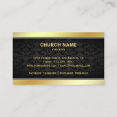 Zwart Damast Goud Folie Jezus Christus Kruis Pasto Visitekaartje (Achterkant)