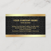 Zwart Damast Goud Folie Vastgoed Foto Realtor Visitekaartje (Achterkant)