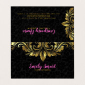 Zwart damast gouden kant visitekaartje (Buitenkant ongevouwen)