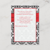 Zwart Damast met Poppy Red Receptie Kaart (Achterkant)