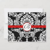 Zwart Damast met Rode Afwerking Trouw Uitnodiging (Achterkant)