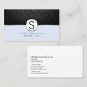 Zwart Damast Monogram Beauty Spa Visitekaartje (Voorkant / Achterkant)