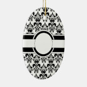 Zwart damast & monogram keramisch ornament (Rechts)