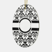 Zwart damast & monogram keramisch ornament (Links)