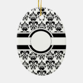 Zwart damast & monogram keramisch ornament (Achterkant)