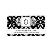 Zwart Damast Monogram O Bruiloft Adresetiketten Etiket (Voorkant)