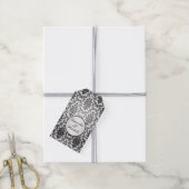 Zwart damast op zilvergrijs Bruiloft Dank U Cadeaulabel (Met Touw)