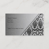 Zwart damast op zilvergrijs Cadeaubon Kortingskaartje (Achterkant)