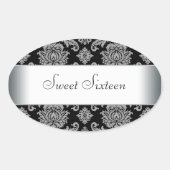 Zwart Damast Ovaal Envelop Seal Label (Voorkant)