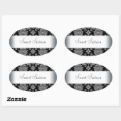 Zwart Damast Ovaal Envelop Seal Label (Vel)