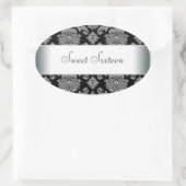 Zwart Damast Ovaal Envelop Seal Label (Tas)