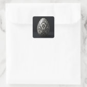 Zwart Damast Paasei Vierkante Sticker (Tas)