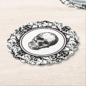 zwart damast patroon schedel HALLOWEEN Kartonnen Onderzetters (Gekanteld)