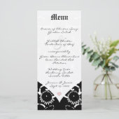 Zwart Damast Trouwmenu Menu (Staand voorkant)