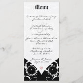 Zwart Damast Trouwmenu Menu (Voorkant)