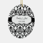 Zwart-Damasversier personaliseren Keramisch Ornament (Rechts)