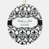 Zwart-Damasversier personaliseren Keramisch Ornament (Links)