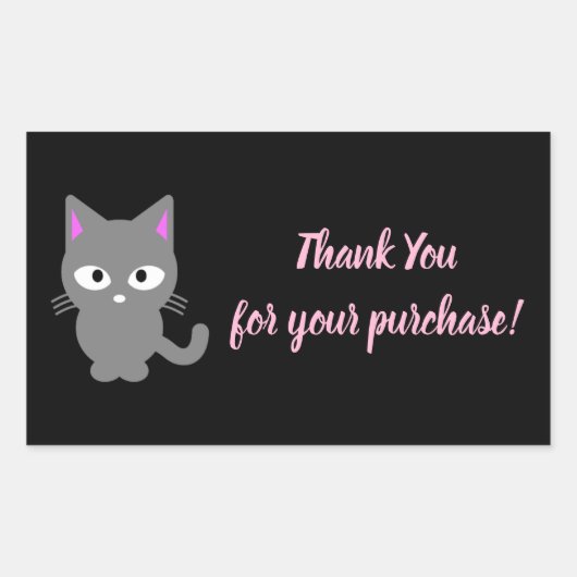  zwart Dank je sticker met grijze kat (Voorkant)