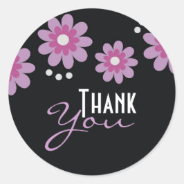 Zwart Dank je Stickers - Lavendel Flowers
