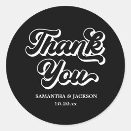 Zwart Dank u bruiloft gunst Ronde Sticker