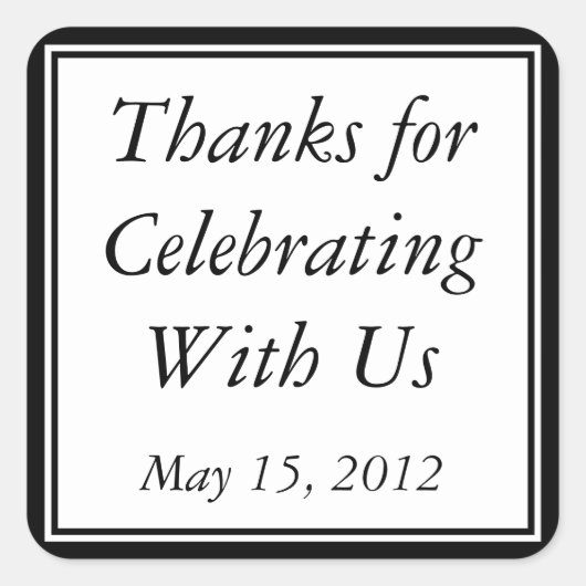 Zwart Dank u Cadeau Sticker & Bruiloft Favor Label (Voorkant)