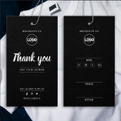 Zwart Dank u Logo Prijsgrootte Kleding Hang Label Visitekaartje