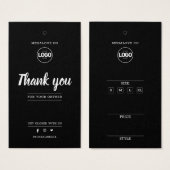 Zwart Dank u Logo Prijsgrootte Kleding Hang Label Visitekaartje (Voorkant /achterkant)