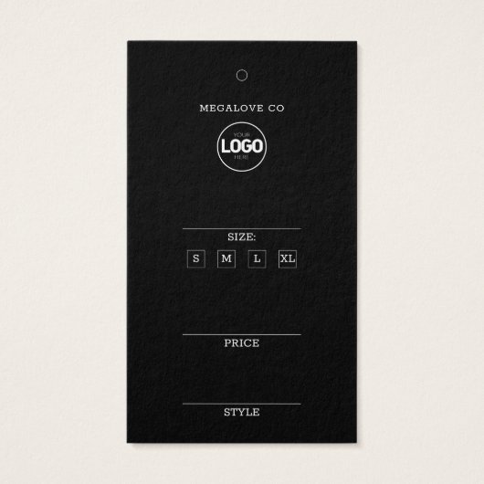 Zwart Dank u Logo Prijsgrootte Kleding Hang Label Visitekaartje (Achterkant)