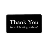 Zwart Dank u Stickers of bruiloft cadeau labels (Voorkant)