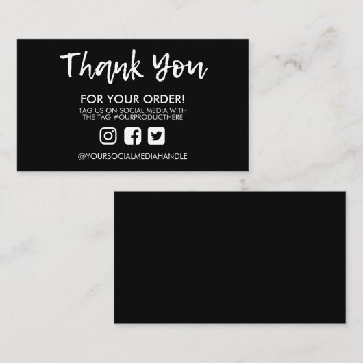 Zwart Dank u voor Media Tussenvoegsel Sociale Medi Visitekaartje (Voorkant / Achterkant)
