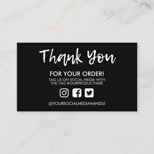 Zwart Dank u voor Media Tussenvoegsel Sociale Medi Visitekaartje (Voorkant)