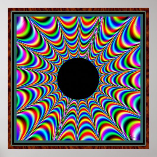Zwart Danscentrum met kleurenemissies Poster (Voorkant)