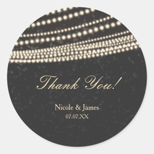 Zwart Dark Night Sky & String Lights Stickers (Voorkant)