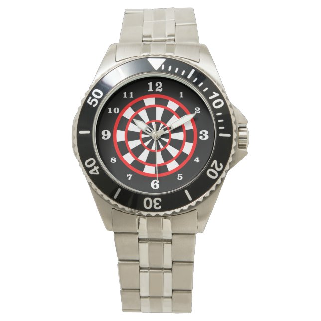 Zwart dartboard stijl genummerd horloge (Voorkant)