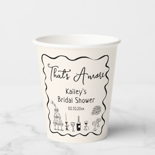 Zwart Dat is Amore Bruidsfeest Papieren Bekers (Voorkant)