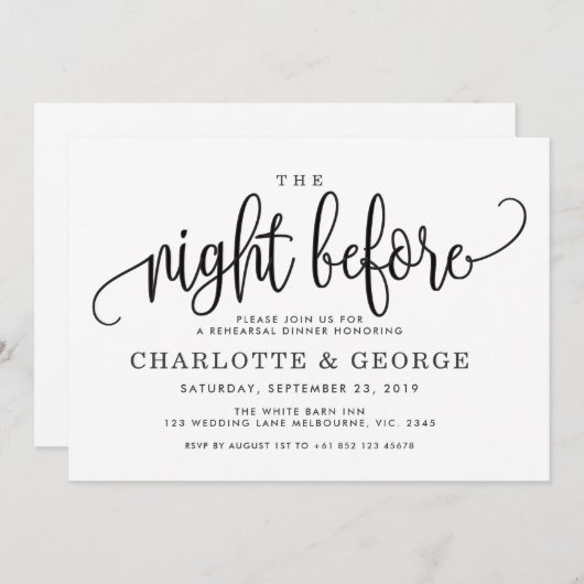 Zwart de avond voor de uitnodiging (Voorkant / Achterkant)