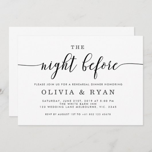 Zwart de avond voor de uitnodiging (Voorkant / Achterkant)