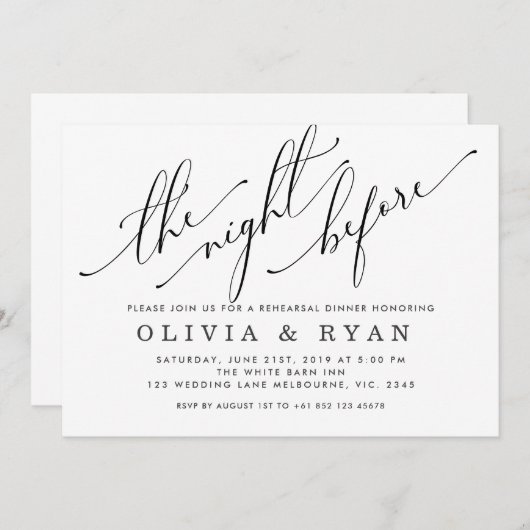 Zwart de avond voor de uitnodiging (Voorkant / Achterkant)