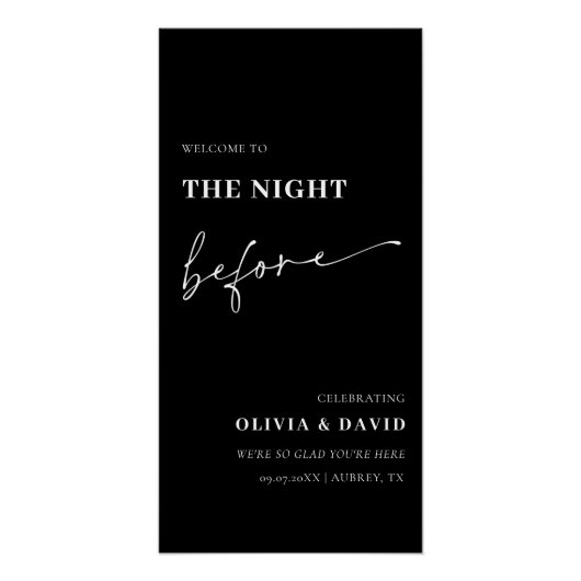 Zwart de avond voor repetitie diner Poster (Voorkant)