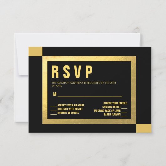 Zwart + De gouden HUWELIJKEN van de Folie RSVP | (Voorkant)