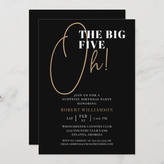 Zwart De Grote Zes Oh 60e Verrassing Verjaardag Kaart (Voorkant / Achterkant)