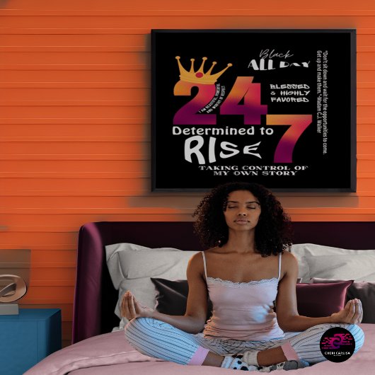 Zwart de hele dag 24/7 Slogan Grafisch-Dames Perfect Poster