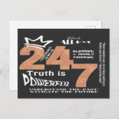 Zwart De hele dag 24/7 Slogan Graphic Briefkaart (Voorkant / Achterkant)