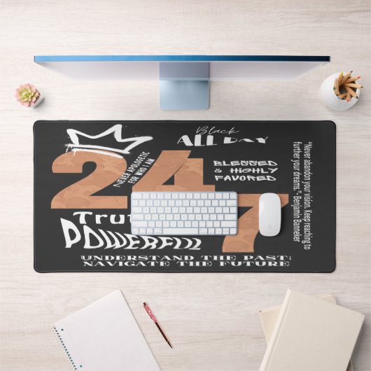 Zwart De hele dag 24/7 Slogan Graphic Bureaumat (Kantoor 1)