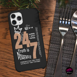 Zwart De hele dag 24/7 Slogan Graphic iPhone 15 Case