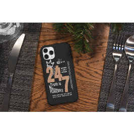 Zwart De hele dag 24/7 Slogan Graphic iPhone 15 Case