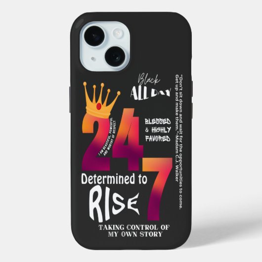 Zwart De hele dag 24/7 Slogan Graphic Case-Mate iPhone Case (Achterkant)